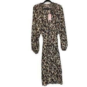 Traffic People Leopard Print Long Sleeve Dress